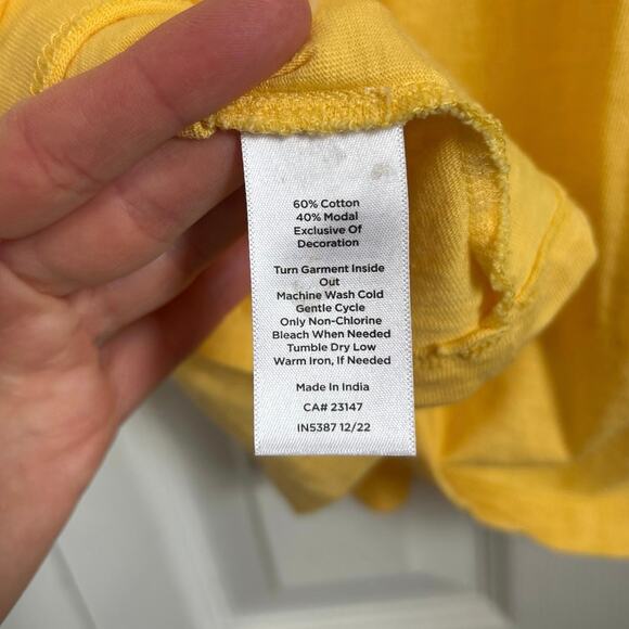 Talbots Butter Yellow Floral Embroidered Cotton Modal Top Size Small - Picture 8 of 8